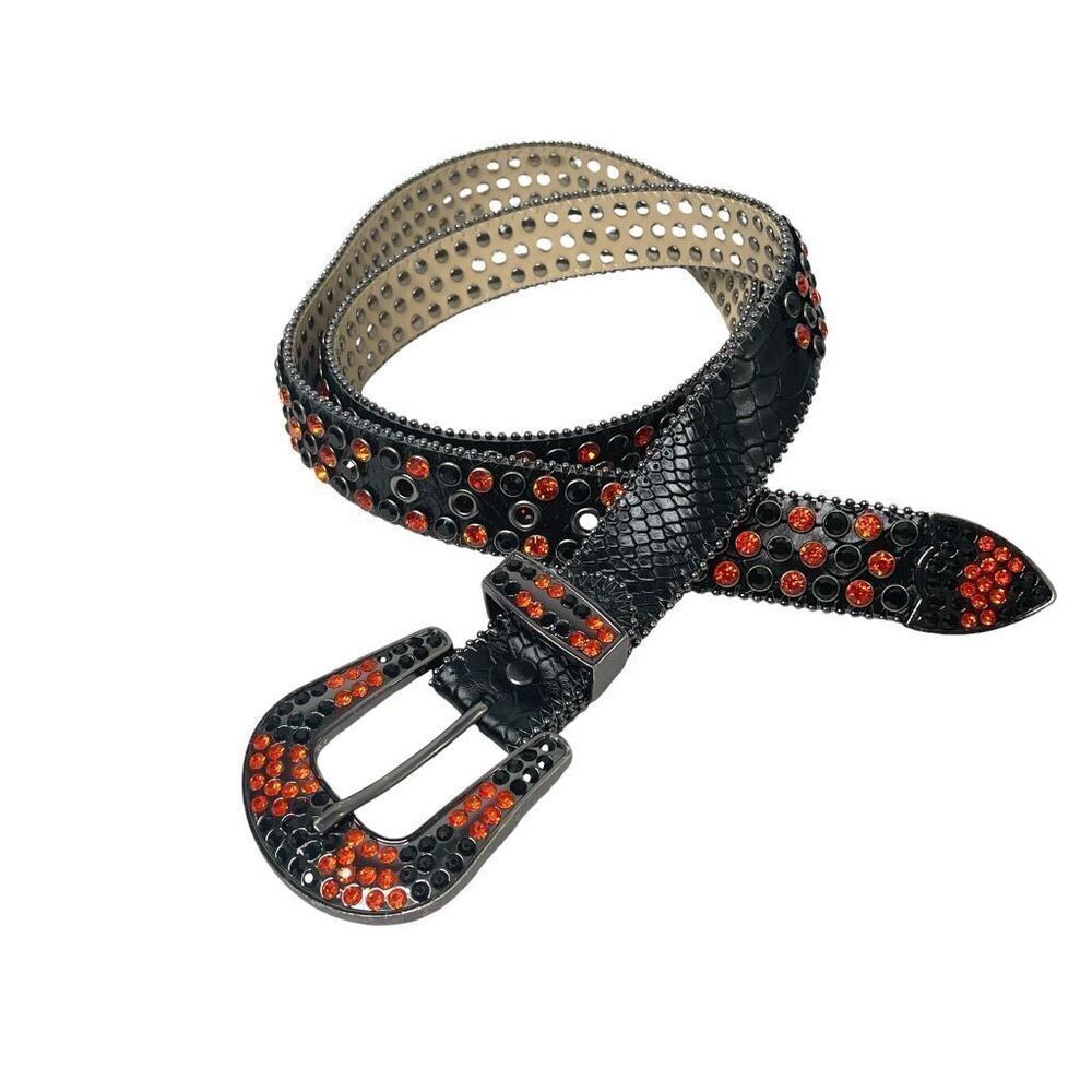 DNA‎ black red snake skin rhinestones belt Size XXXXL western boho